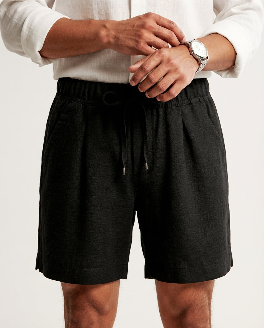 Linen Shorts – Black