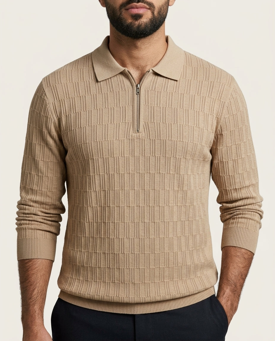 Old Money Full Sleeve Zip Collar T-Shirt