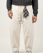 White Baggy Jeans with Plaid