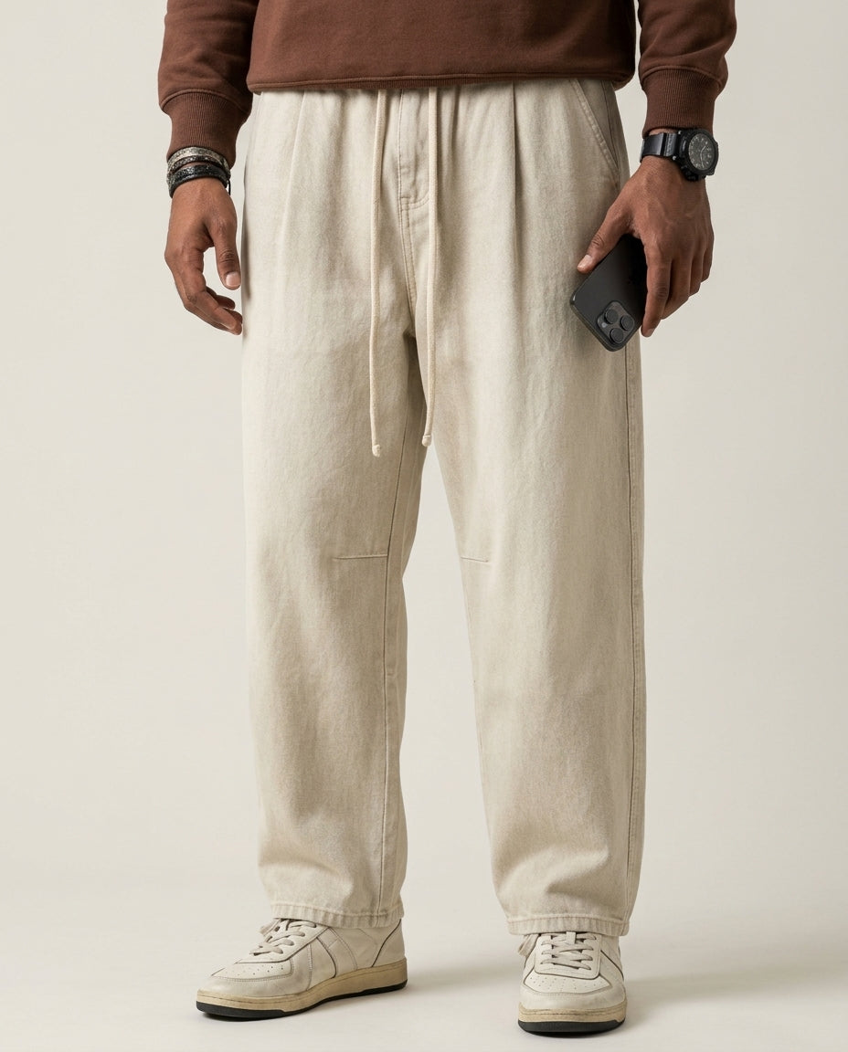 Beige Baggy Jeans