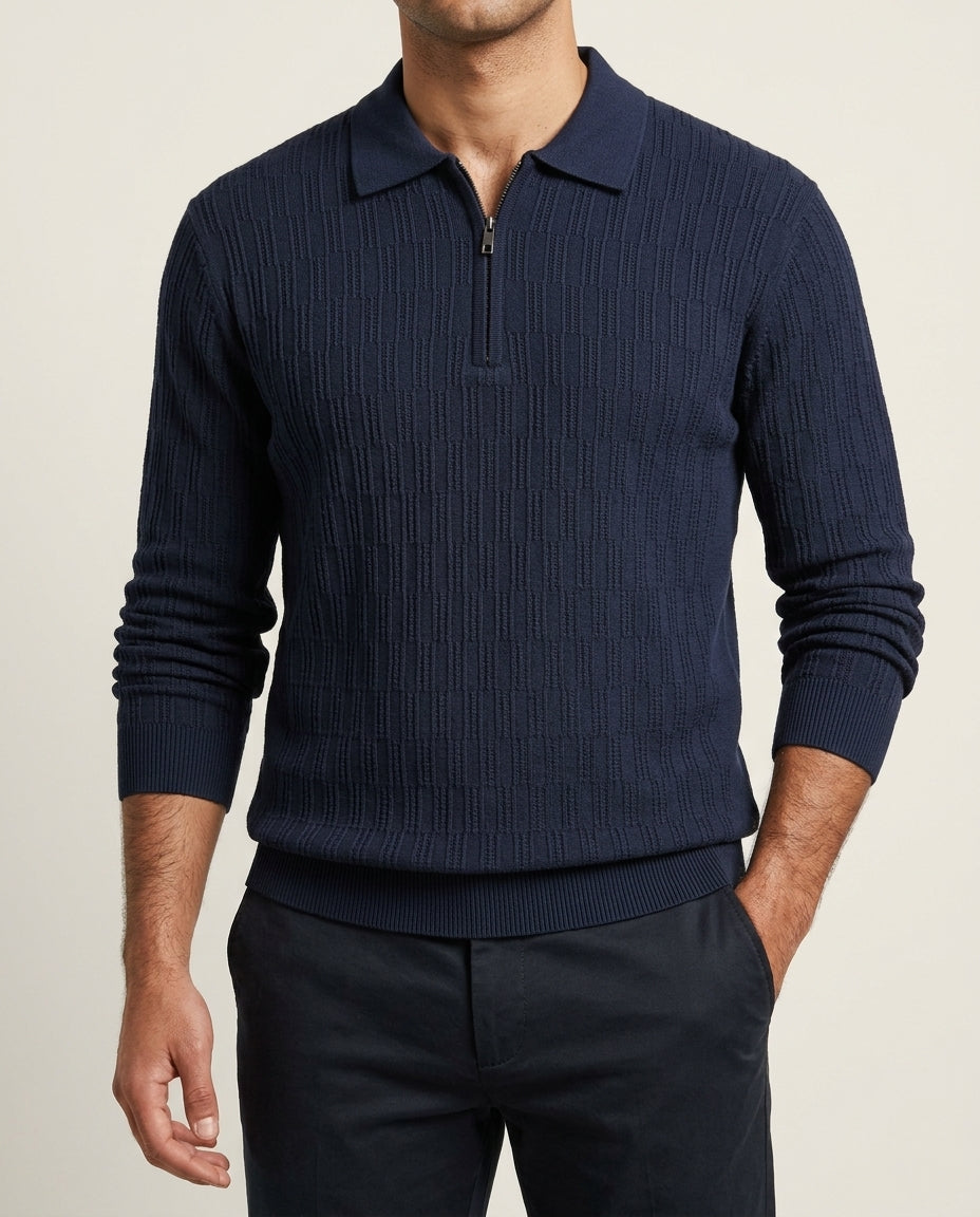 Old Money Full Sleeve Zip Collar T-Shirt