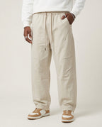 Beige Baggy Drawstring Jeans