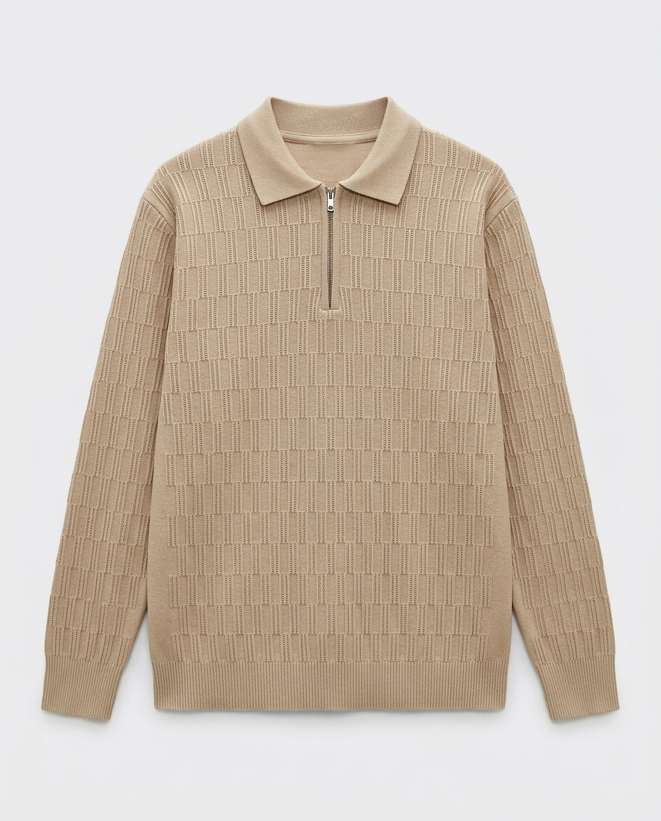 Old Money Full Sleeve Zip Collar T-Shirt