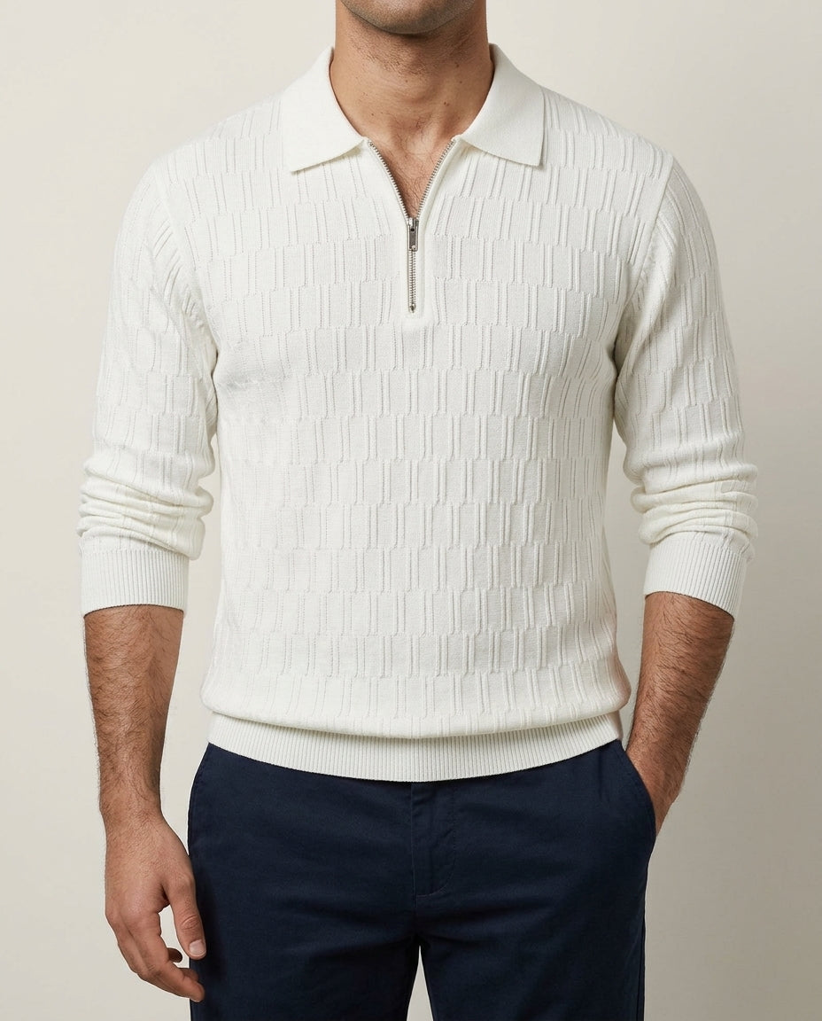 Old Money Full Sleeve Zip Collar T-Shirt