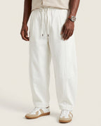 White Baggy Drawstring Jeans