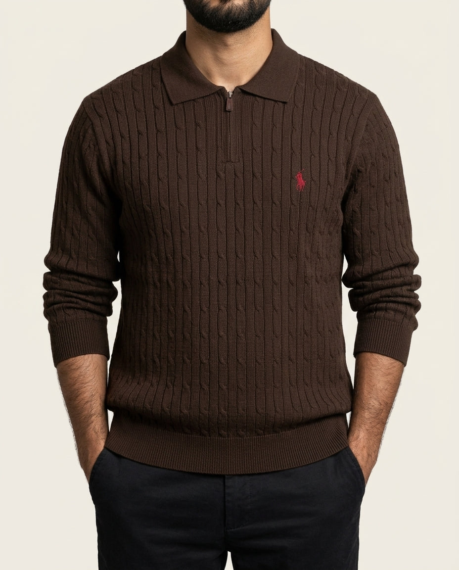 US Polo Full Sleeve Zip Ridges T-Shirt