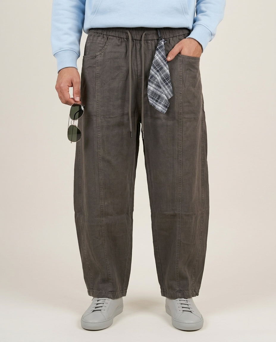 Brown Baggy Jeans with Plaid