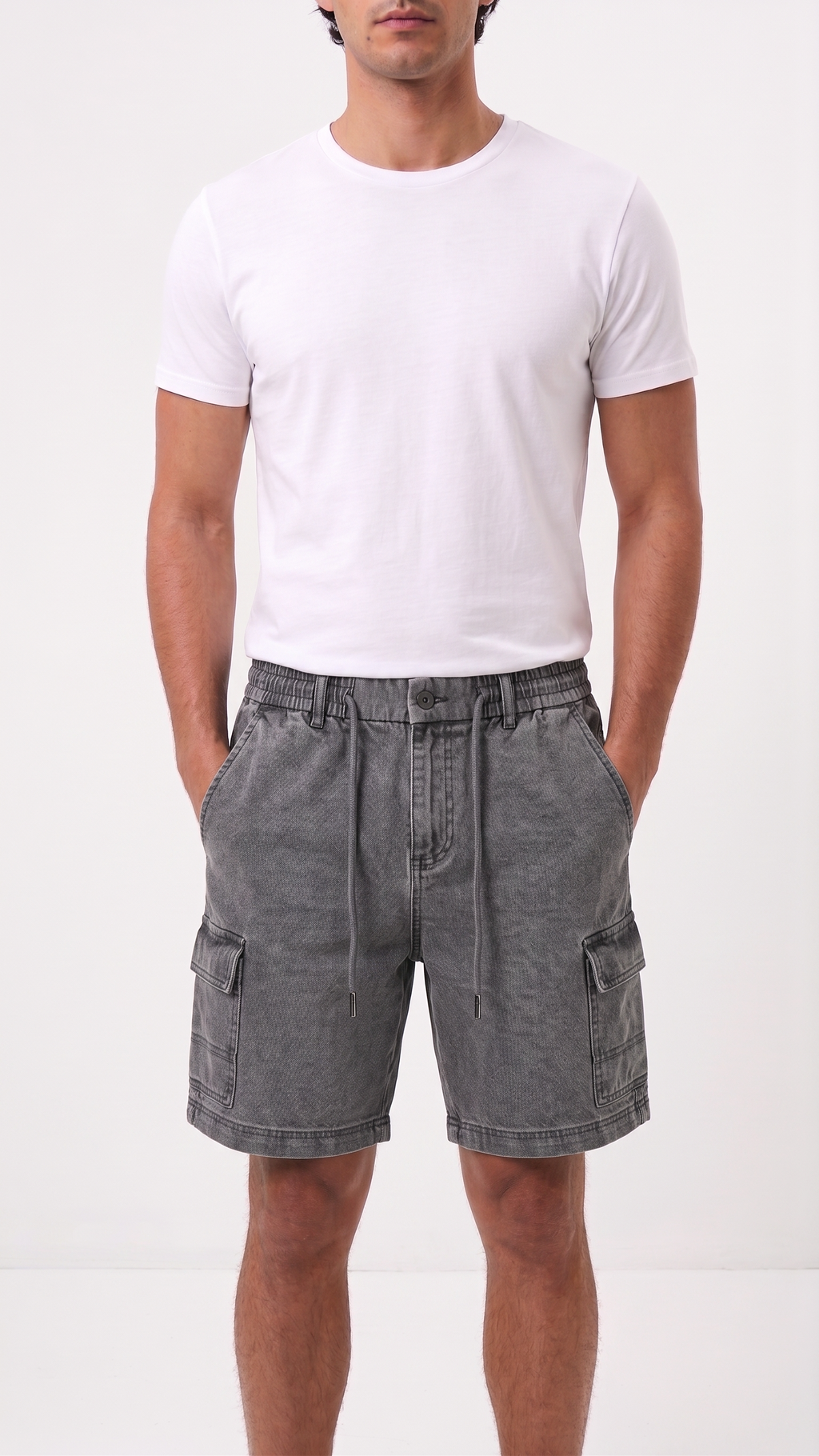 Denim Cutoff Shorts – Charcoal Grey