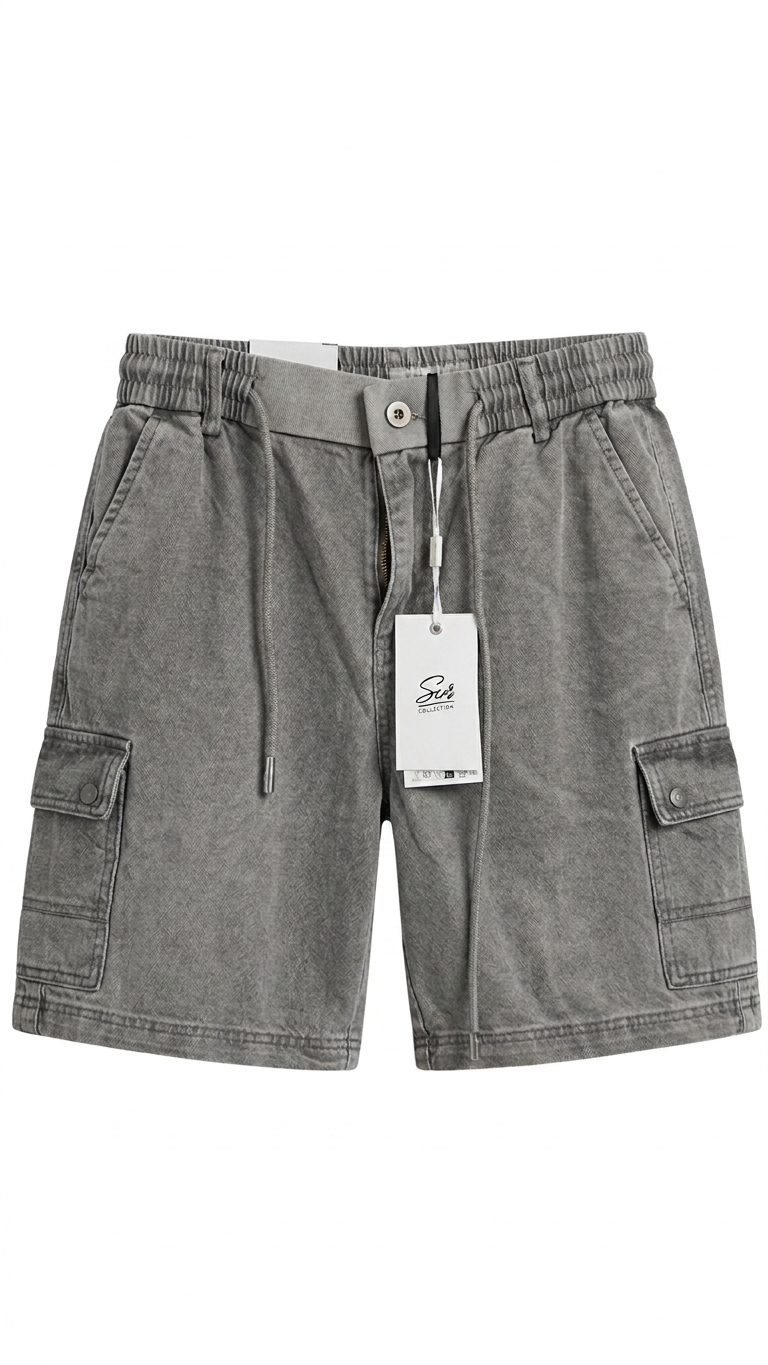 Denim Cutoff Shorts – Light Grey