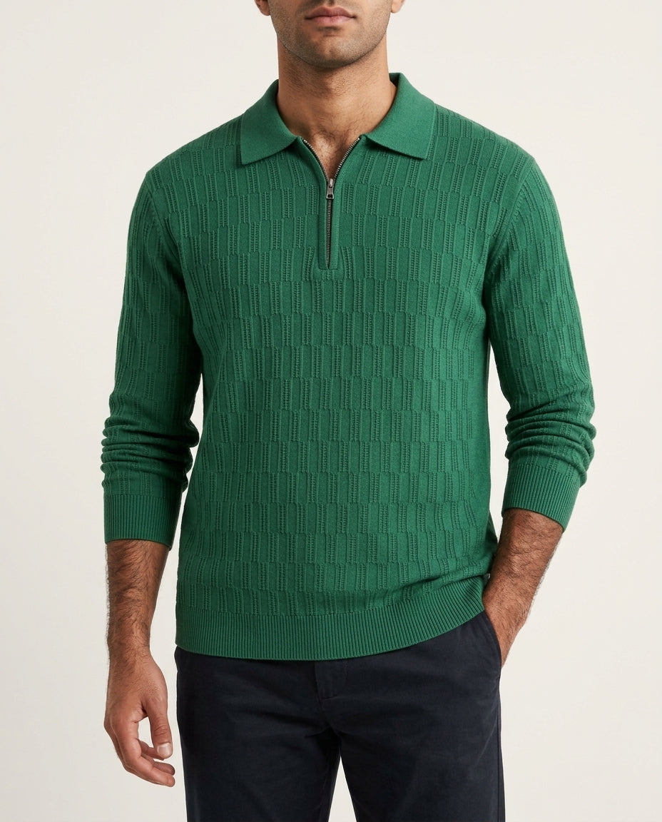 Old Money Full Sleeve Zip Collar T-Shirt