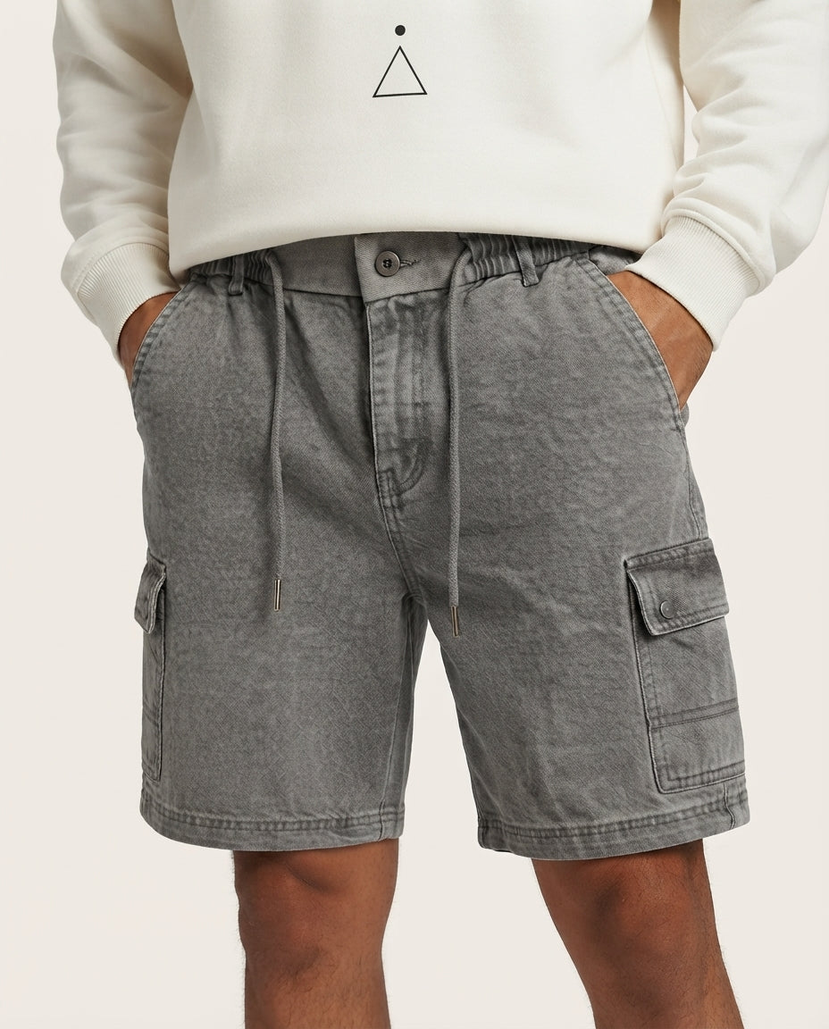 Denim Cutoff Shorts – Light Grey