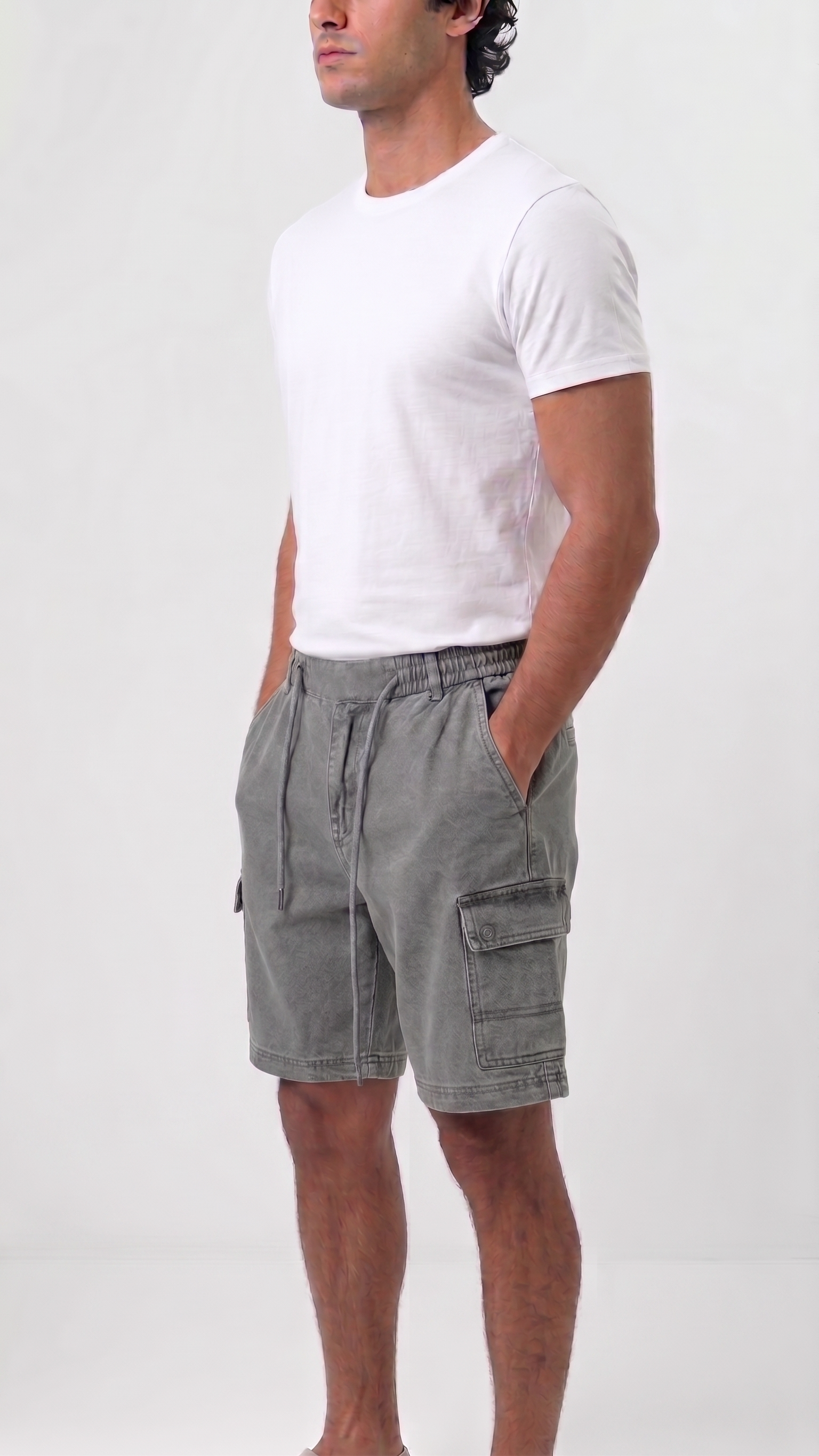 Denim Cutoff Shorts – Light Grey