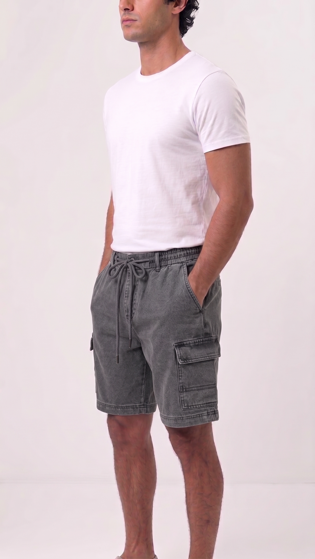 Denim Cutoff Shorts – Charcoal Grey