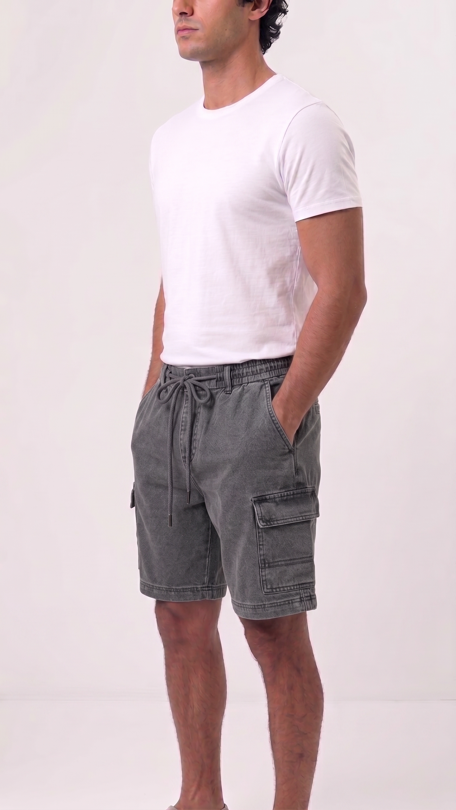 Denim Cutoff Shorts – Charcoal Grey