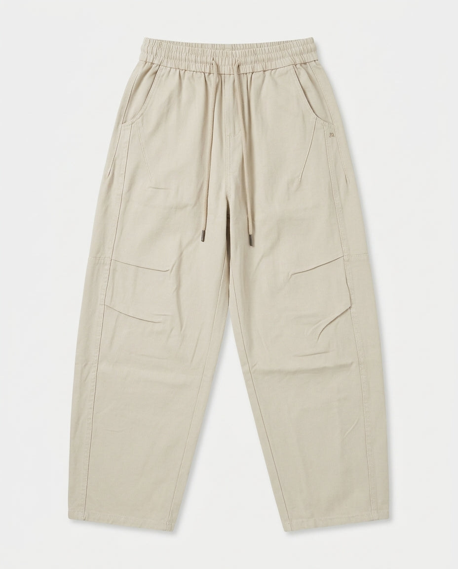 Beige Baggy Drawstring Jeans