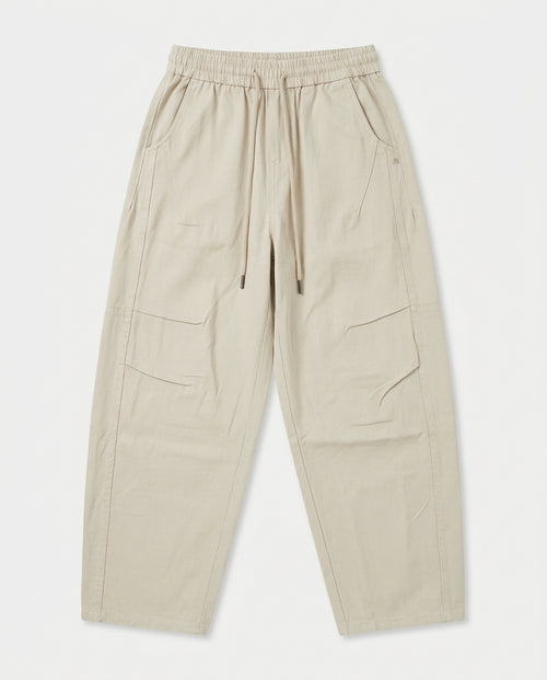 Beige Baggy Drawstring Jeans